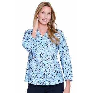 NEW MULTIPLES ruffle v-neck knit top in blue mix